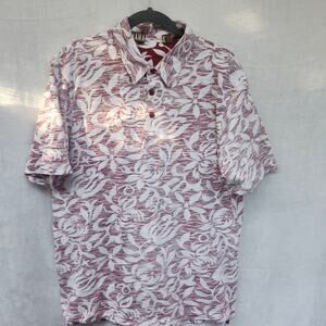 Kahala 1946 Mens Size Large Reverse Print Red Batik Short Sleeve Hawaiian Shirt
